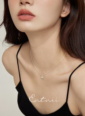 通体925银白玉髓吊坠简约项链