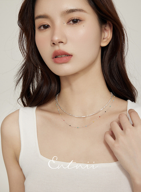 彩色豆豆s925银夏季清新项链