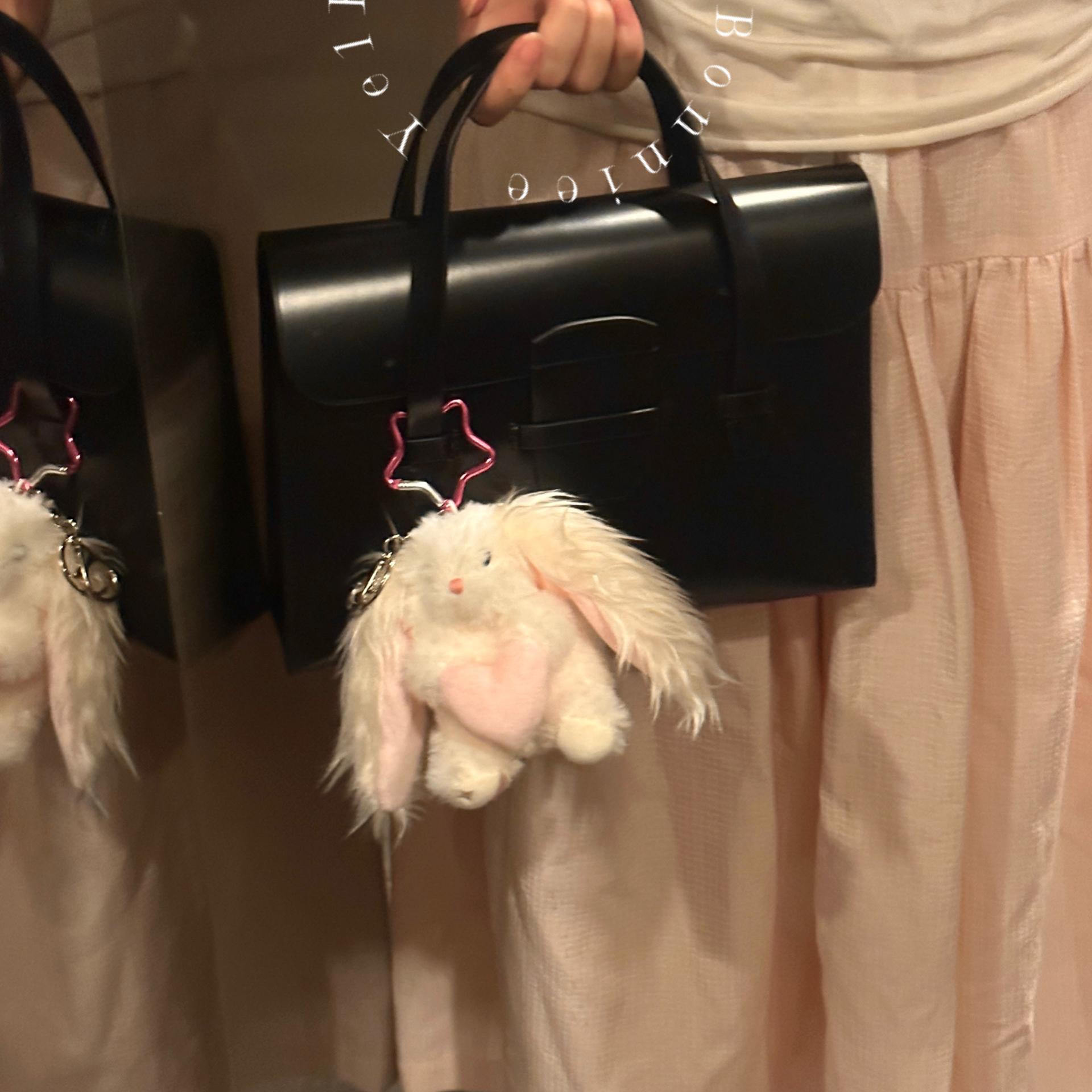 野啵妮 CDG日本小众设计复古mona同款暗黑小公文包质感真皮手提包 - 图2