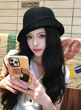 张婧仪同款翻檐千金礼帽女