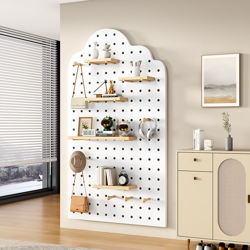 Solid wood hole board wall rack