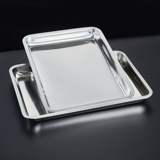 Square plate 304 stainless steel tray grilled fish plate steamed rice plate thickened barbecue plate vegetable plate cooked food braised meat display plate