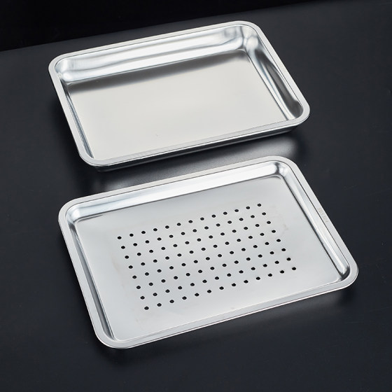 Square plate 304 stainless steel tray grilled fish plate steamed rice plate thickened barbecue plate vegetable plate cooked food braised meat display plate