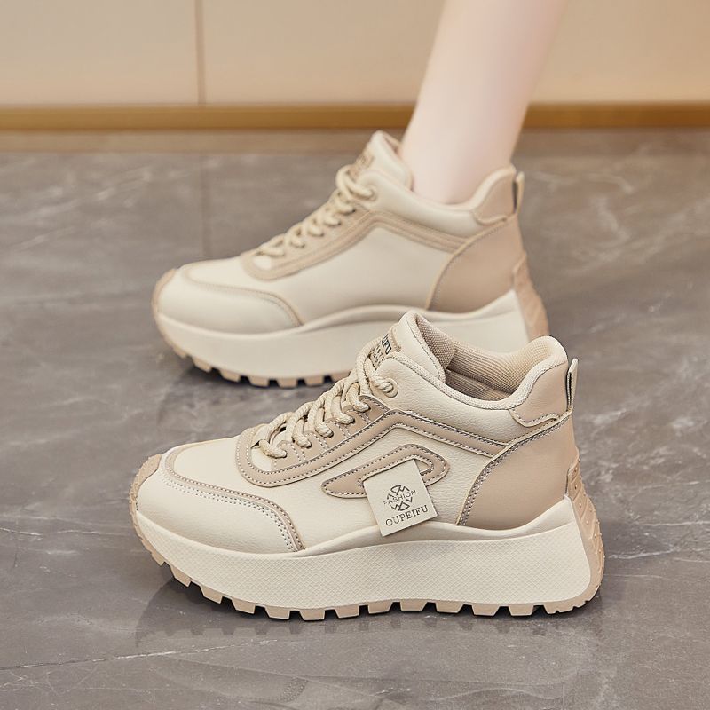 高帮老爹鞋女韩版新款2025秋季学生跑步舒适运动厚底增高休闲鞋女 - 图0