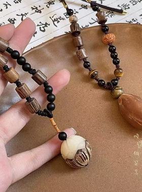 古风菩提吊坠项链复古长款毛衣链