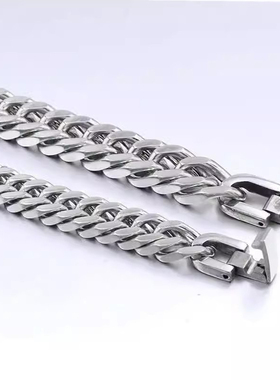 欧美ins网红纯色钛钢古巴手链嘻哈潮流百搭情侣简约手环男女学生