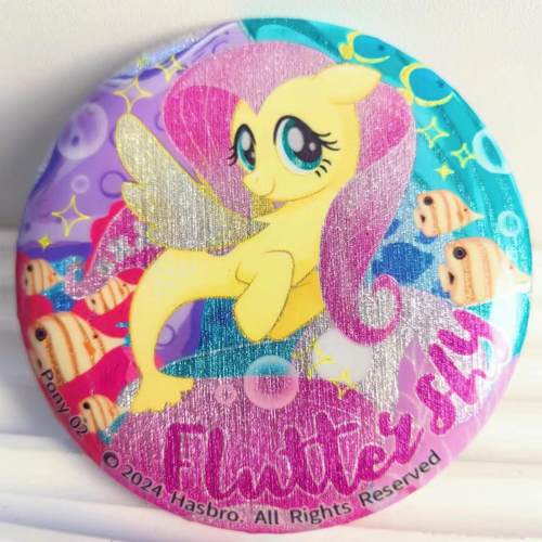 严选卡游小马宝莉周边吧唧卡通人鱼联动可爱拉丝银葱铁徽章马口铁 - 图1