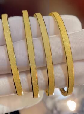 古法金包银筷子手镯女四方闪砂拉丝素圈镯子手环生日礼物送情人礼