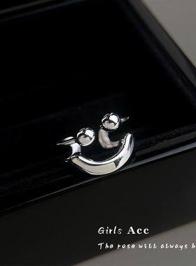 微笑开口戒指小众个性甜酷风食指