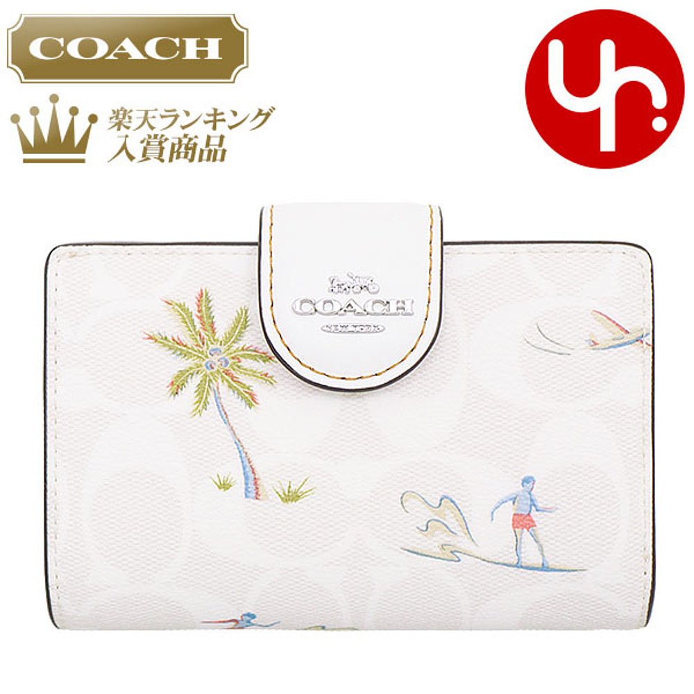 日本直邮COACH 双折钱包FCK414 CK414 笔x冰川白草裙中号角拉链钱 - 图2