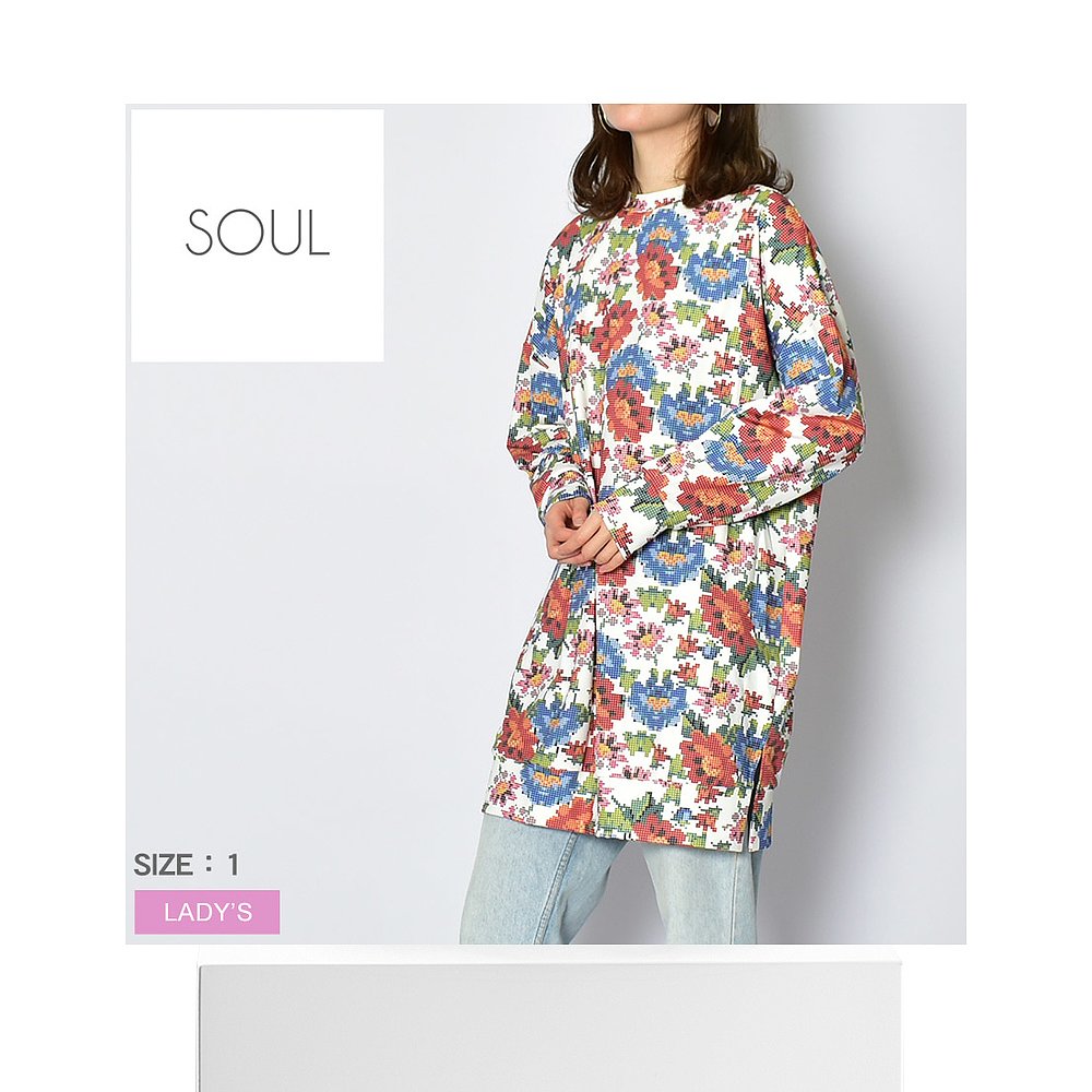 日本直邮Soul L/S T恤 SOUL Sweat女式白色红橙色SWEAT 30338上衣-图3