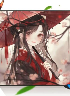 古风少女手绘数字油画diy涂鸦填色氛围唯美解压手工装饰画高级感