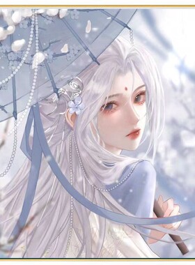 古风少女diy数字油画涂填色外框