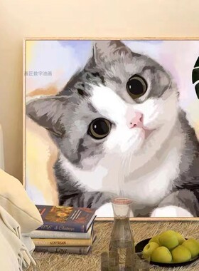 猫咪diy数字油画油彩画装饰画