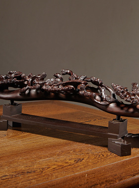 黑檀木雕刻喜上眉梢吉祥如意根雕摆件大号红木家居客厅装饰