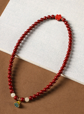 创意国潮好运红色紫气东来紫金朱砂念珠双圈女气质素雅百搭款