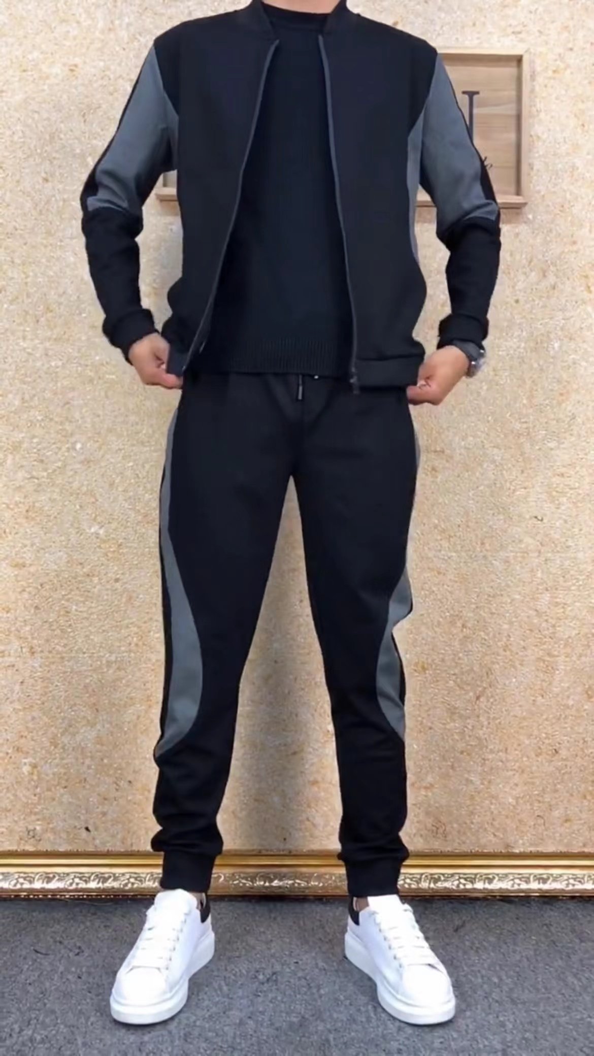 T014秋冬季潮流两件套外套长裤加绒运动套装男士运动服男装时尚帅,淘宝优惠券,粉丝福利购,淘宝优惠卷