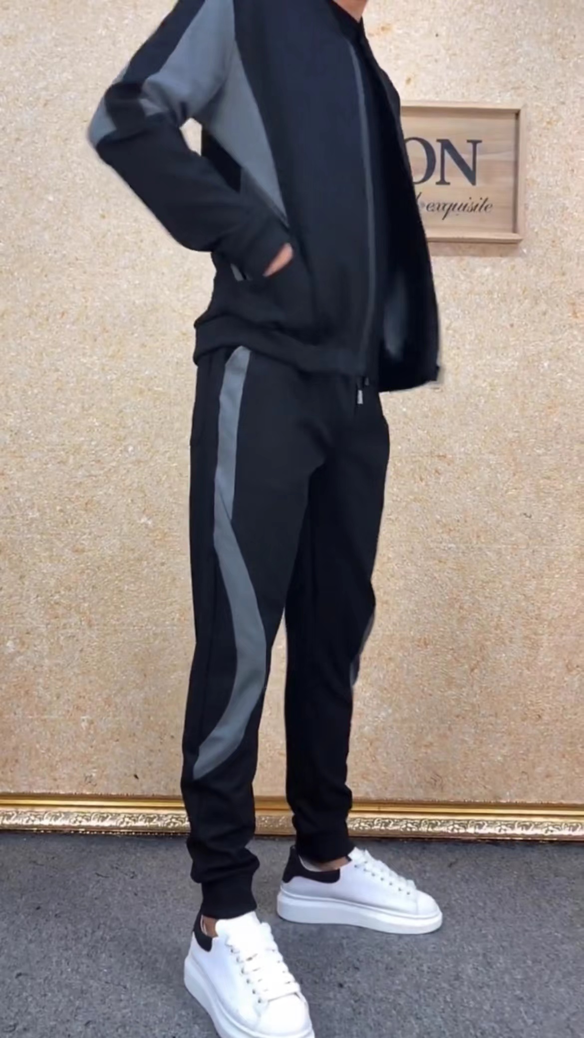 T014秋冬季潮流两件套外套长裤加绒运动套装男士运动服男装时尚帅,淘宝优惠券,粉丝福利购,淘宝优惠卷