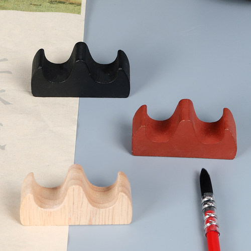 光祖笔山实木笔搁文房四宝毛笔架毛笔挂放笔摆件防摔木质木头竹制毛笔笔搁复古实木笔架木头毛笔架毛笔字古风 - 图3