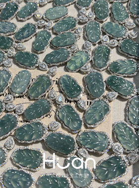 欢姐「金枝玉叶」天然A货蓝水翡翠叶子吊坠925银项链送姐妹礼物