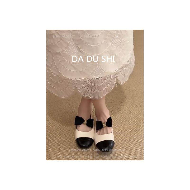 羊皮版！法式拼色圆头玛丽珍鞋女优雅蝴蝶结平底单鞋真皮软底瓢鞋,淘宝优惠券,粉丝福利购,淘宝优惠卷