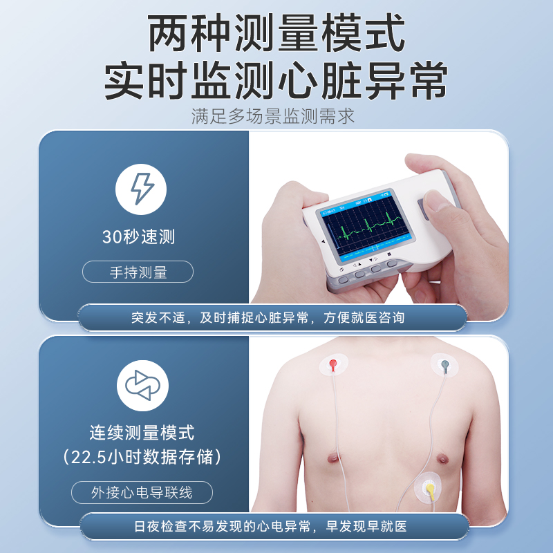乐普心电监测仪家用24小时动态心脏心电图机心跳心率动态检测仪
