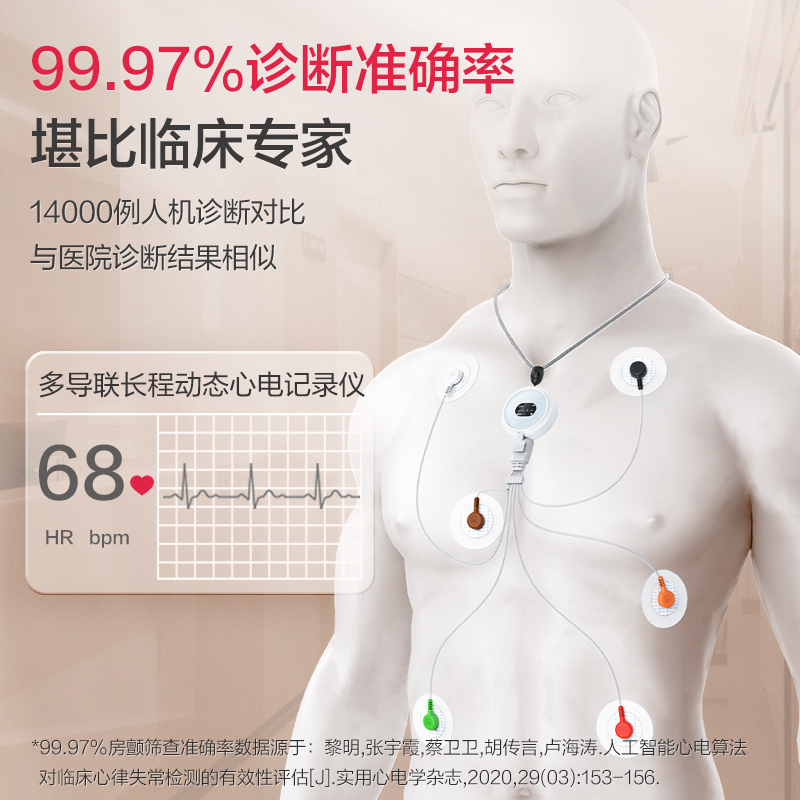 乐普八导联心电监护仪24小时动态心电记录家用心电图机心脏监测器