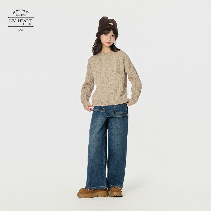 Livheart kids 屁帘牛仔裤女童2025新款儿童裤子女童休闲裤秋冬,淘宝优惠券,粉丝福利购,淘宝优惠卷