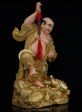 刘海戏金蟾神像树脂刘海蟾刘宗成海蟾子财神爷活财神家用工艺摆件