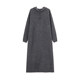 Grey over-knee knitted hooded dress