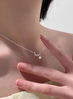 银色摘星揽月项链送女友礼物