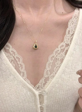 祖母绿葫芦项链女轻奢