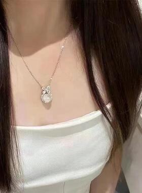 宝石蝴蝶项链钛钢不掉色十字链女