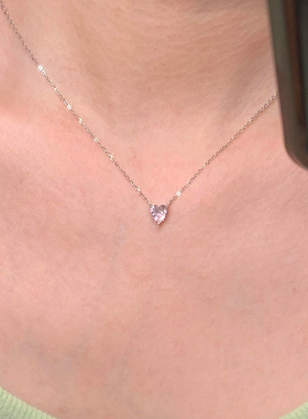 粉色超闪小爱心项链送女友礼物