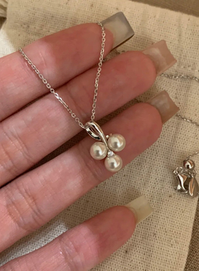 银色小葡萄珍珠项链送女友礼物