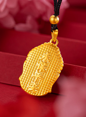 新款佛头吊坠金包银纯实心