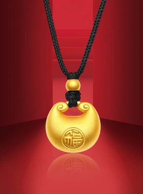 新款小胖福黄金吊坠金包银9999