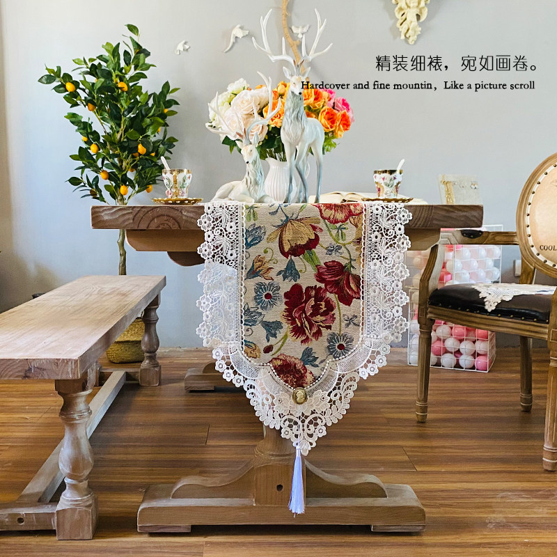 北欧风餐桌旗吊穗高级感轻奢高端美式茶几电视柜组合长条桌布定制,淘宝优惠券,粉丝福利购,淘宝优惠卷