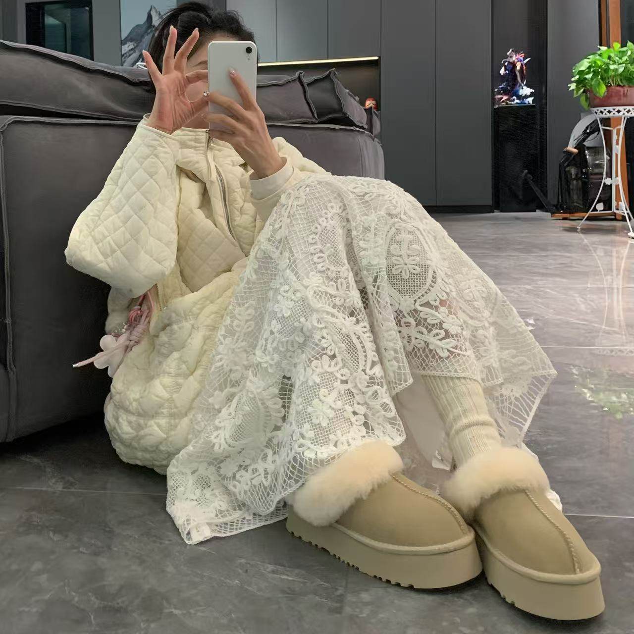 【厚底星拖】4CM｜羊皮毛一体舒适超轻便羊皮毛一体拖鞋增高保暖,淘宝优惠券,粉丝福利购,淘宝优惠卷