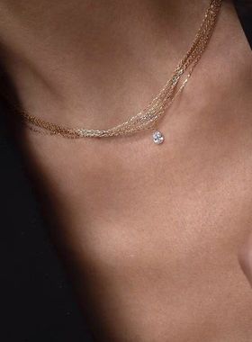 叠戴锁骨链潮流高碳钻仙女链新款