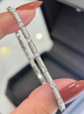 S925纯银 蛇骨手链带钻复古宫廷风气泡轻奢珠宝精工竹节