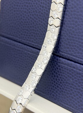 纯银S925蜂巢蛇骨手链宽版光面半钻轻奢设计感可活动欧阳娜娜同款