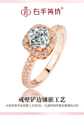 右手等待女S925银欧美莫桑石戒指