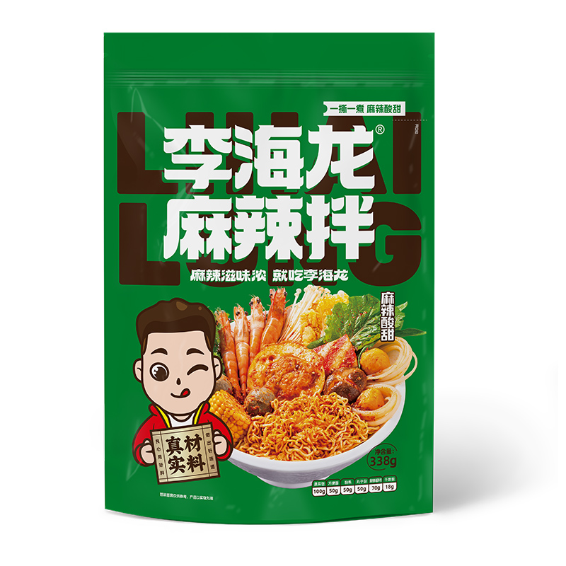 李海龙麻辣拌正宗抚顺麻辣拌麻辣酸甜口味338g/包带丸子待煮干拌-图3