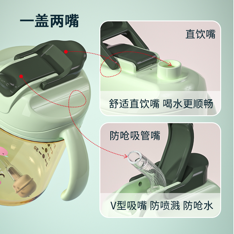 太空侠学饮杯宝宝婴儿两用喝水杯吸管杯儿童10个月以上直饮杯防呛