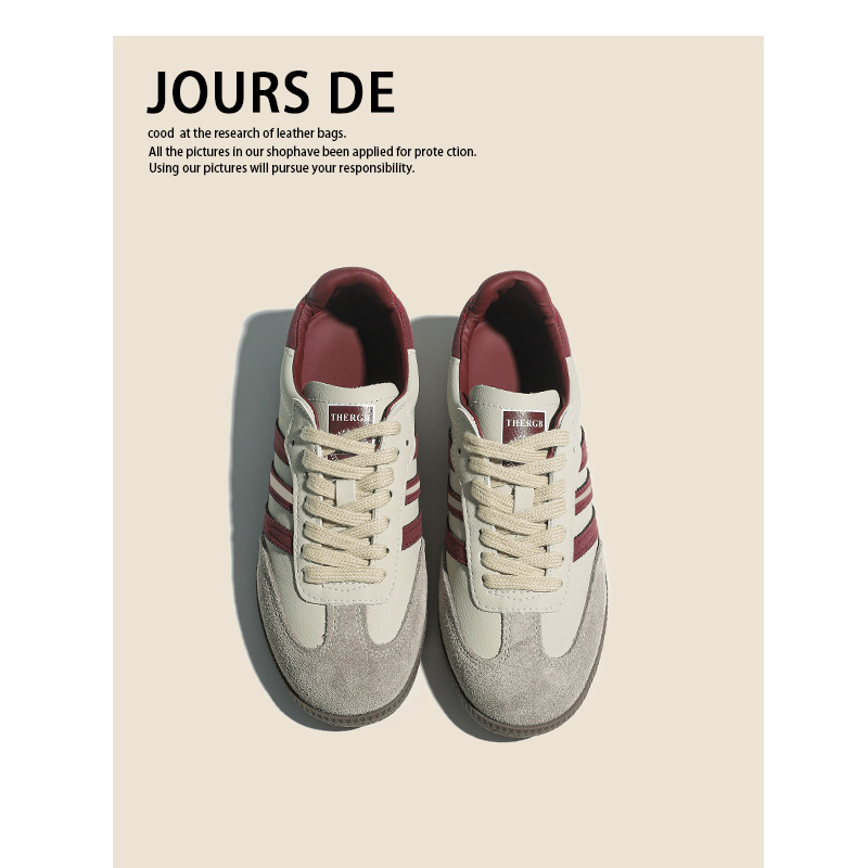 牛皮复古内增高德训鞋女2025秋冬爆款真皮平底休闲运动阿甘板鞋子 - 图2