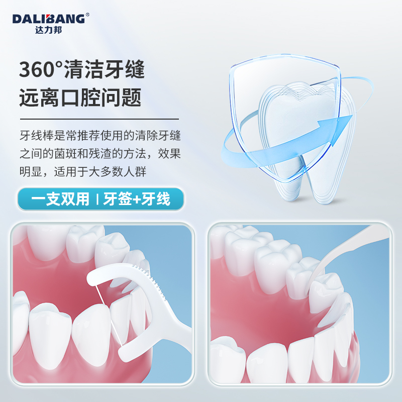 达力邦高分子牙线棒一次性安全卫生牙签家用袋装便携成人剔牙-图1