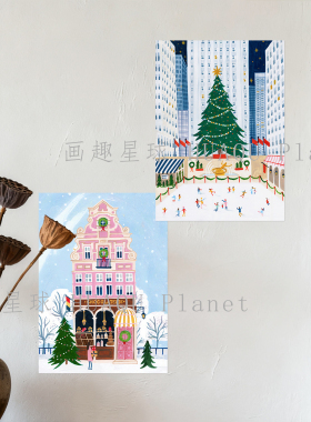 圣诞树装饰画圣诞节海报墙贴房间墙面挂画氛围感拍照背景自粘画芯