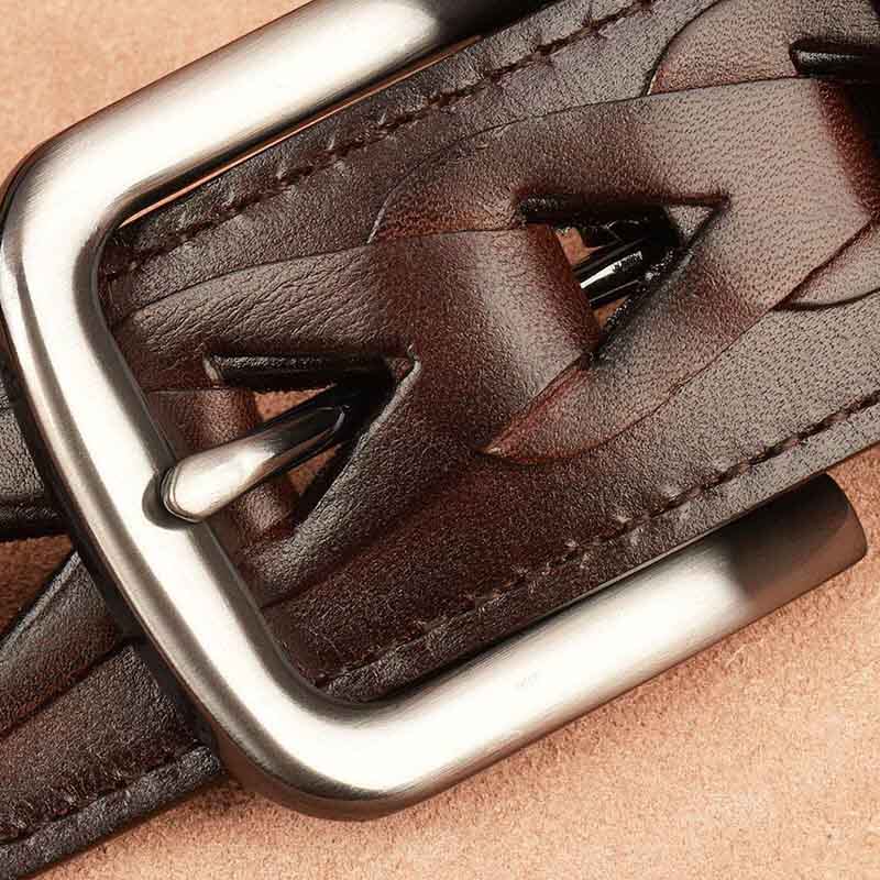 专柜正品头层纯牛皮编织男真皮皮带 LTKL腰带/皮带/腰链