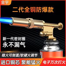 Total Copper Spray Gun Flame Lighter Burn Pig Hair Spray Lamp Outdoor Home Spray Fire Baking Gun High Temperature Fire Gun Portable Spray Gun